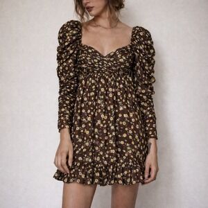 Autumn Adeigbo Bridgette Floral Ruched Empire Mini Dress Size 0 Romantic‎ Fairy